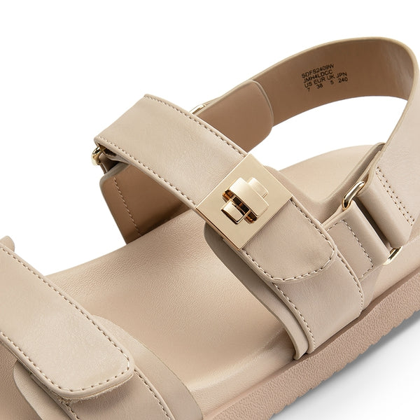 Hook And Loop Straps Flat Sandals