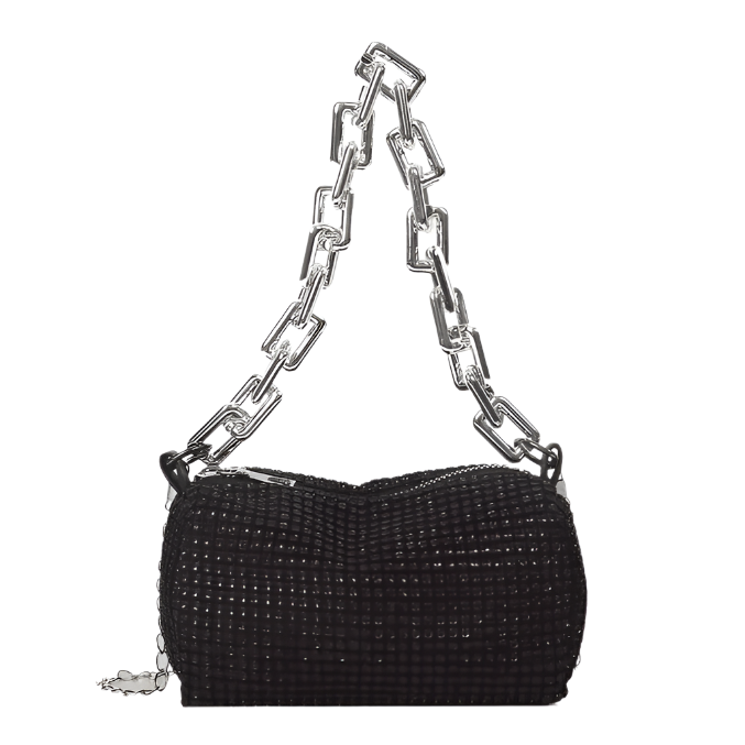 Bling Crystal Mini Shoulder Bag – Sparkling Crossbody Purse with Chunky Chain