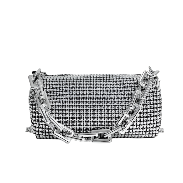 Bling Crystal Mini Shoulder Bag – Sparkling Crossbody Purse with Chunky Chain
