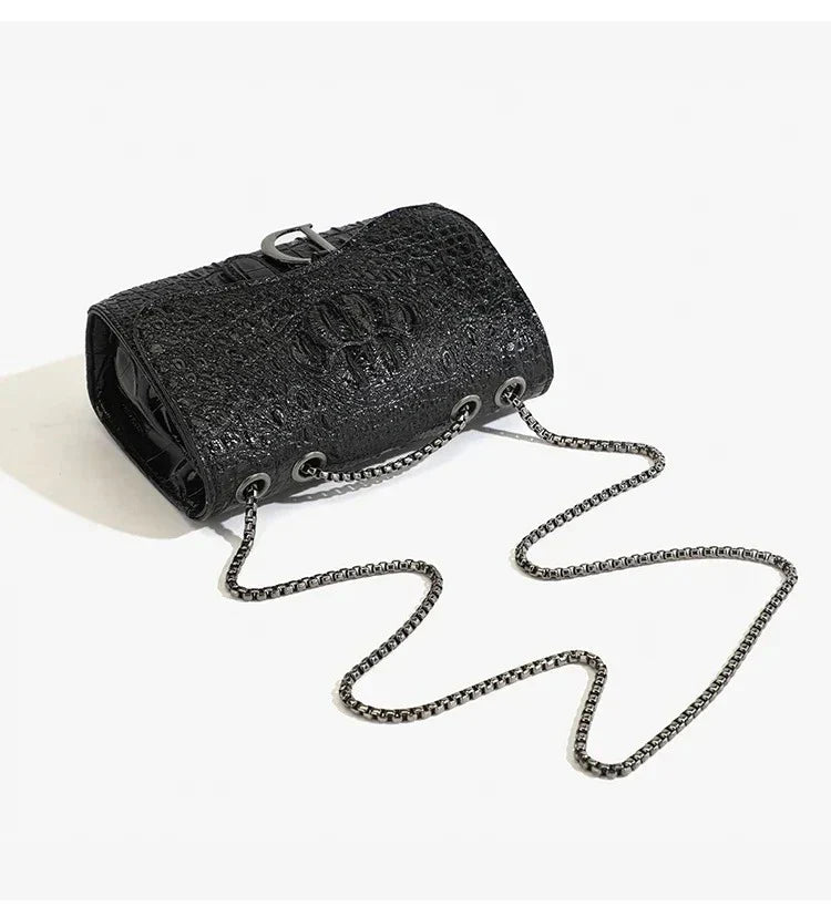 Glitter faux leather bag with D design