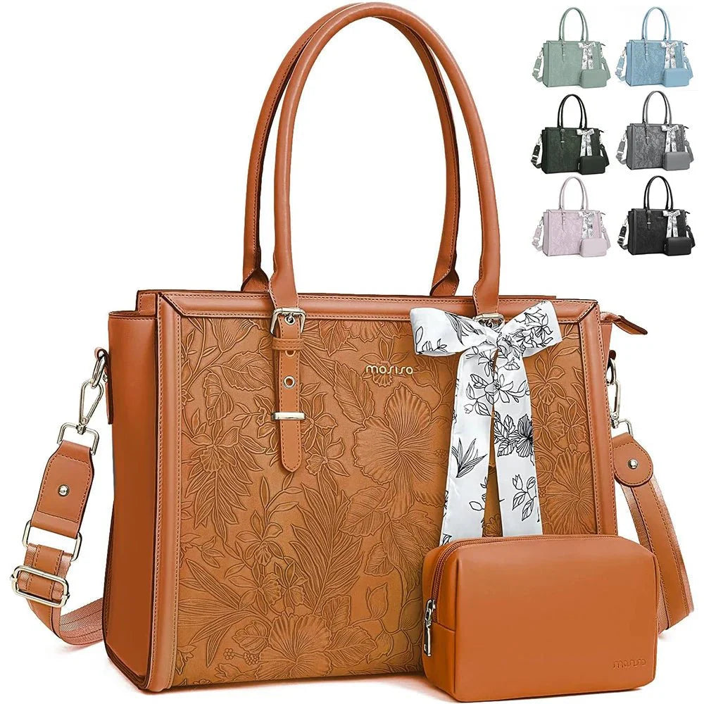 Elegant Floral Laptop Tote Bag
