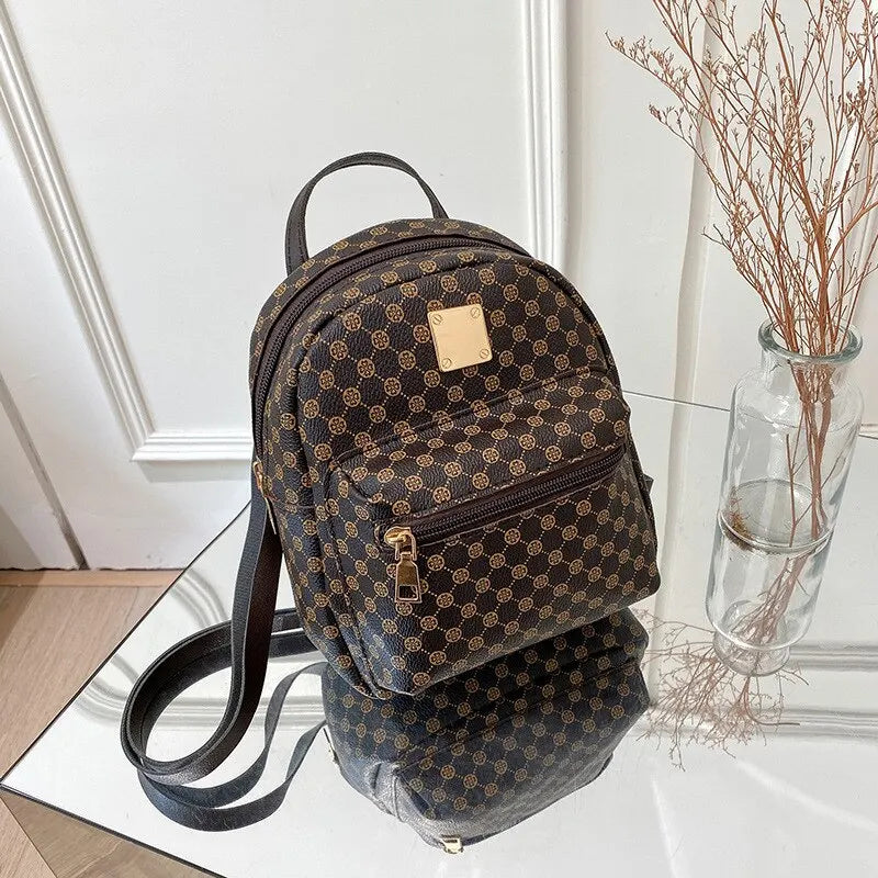 Classic Faux Leather Mini Backpack - Stylish & Versatile Day Bag for Women