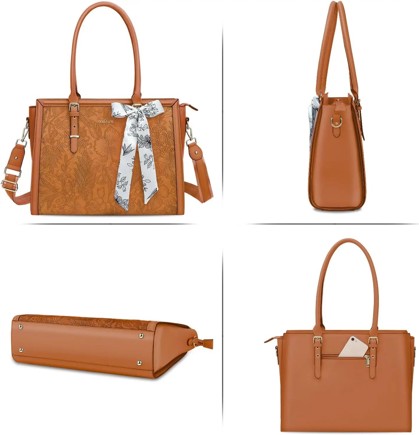 Elegant Floral Laptop Tote Bag