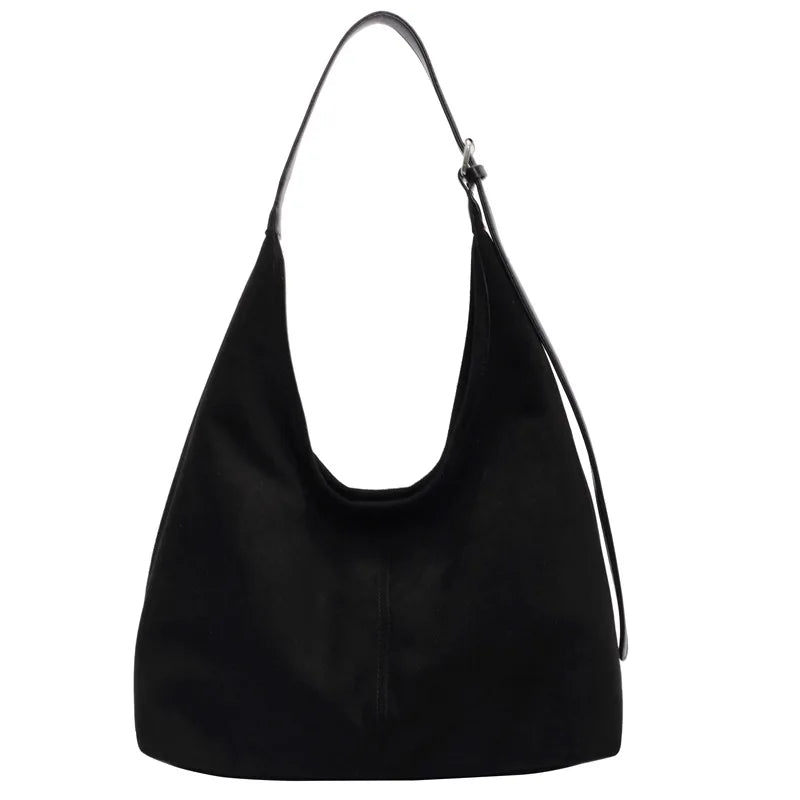 Suede bag with retro design