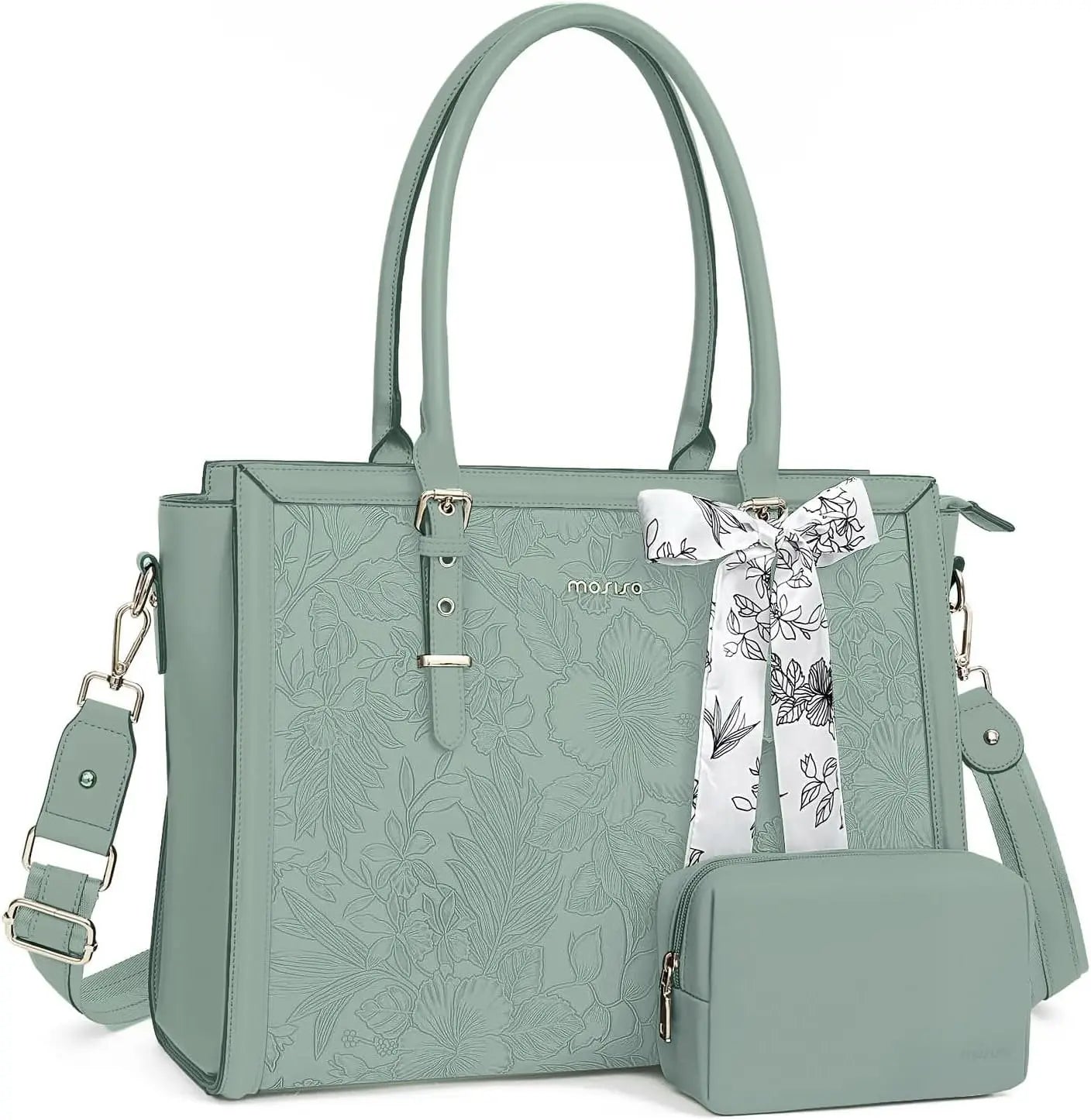 Elegant Floral Laptop Tote Bag