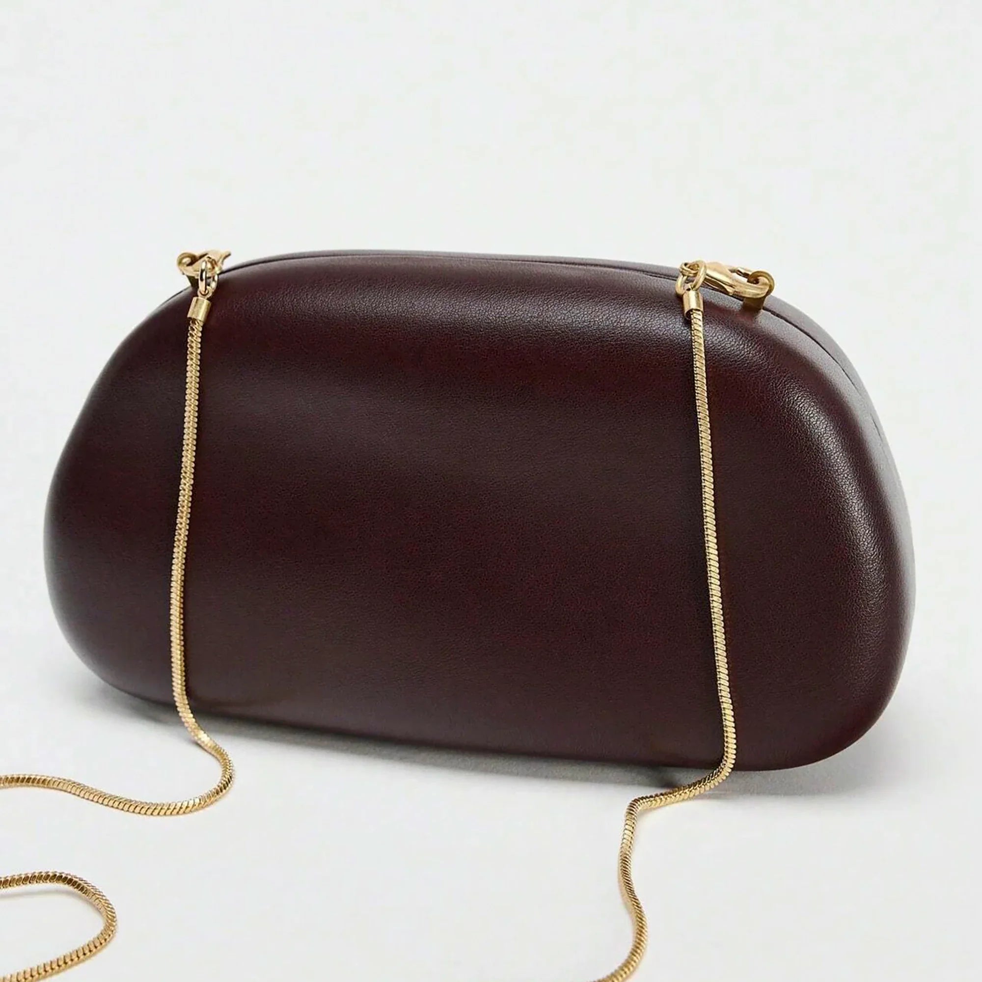 Hard Shell Evening Clutch Bag – Elegant Box Purse with Golden Clasp
