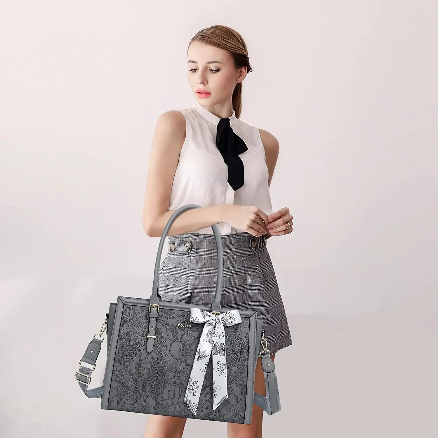 Elegant Floral Laptop Tote Bag