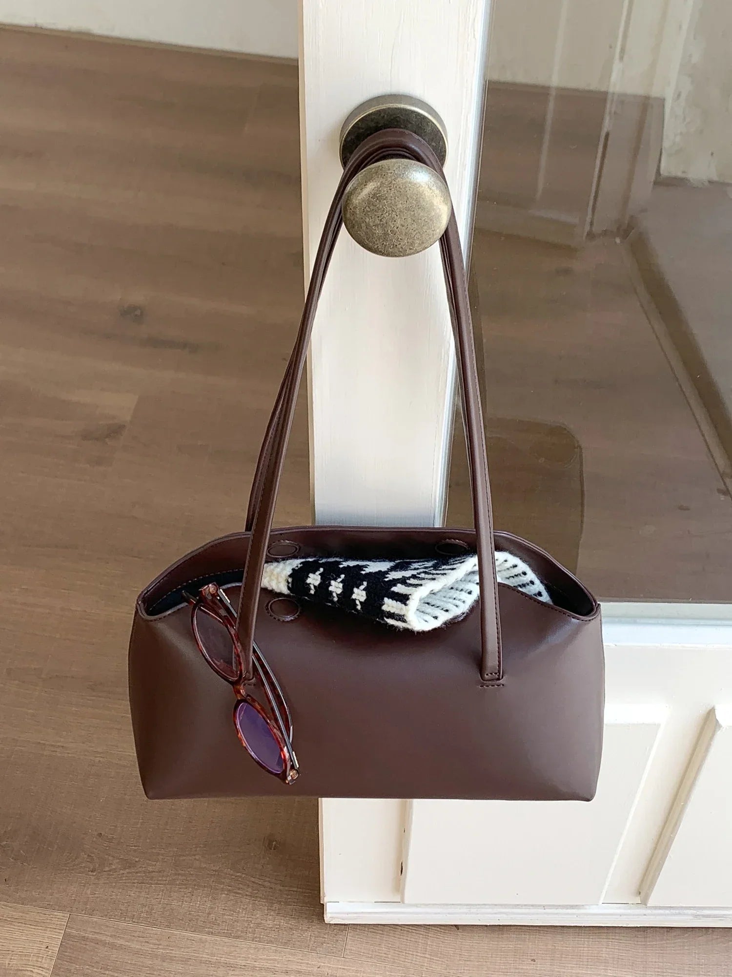 Faux leather bag with rectangular design