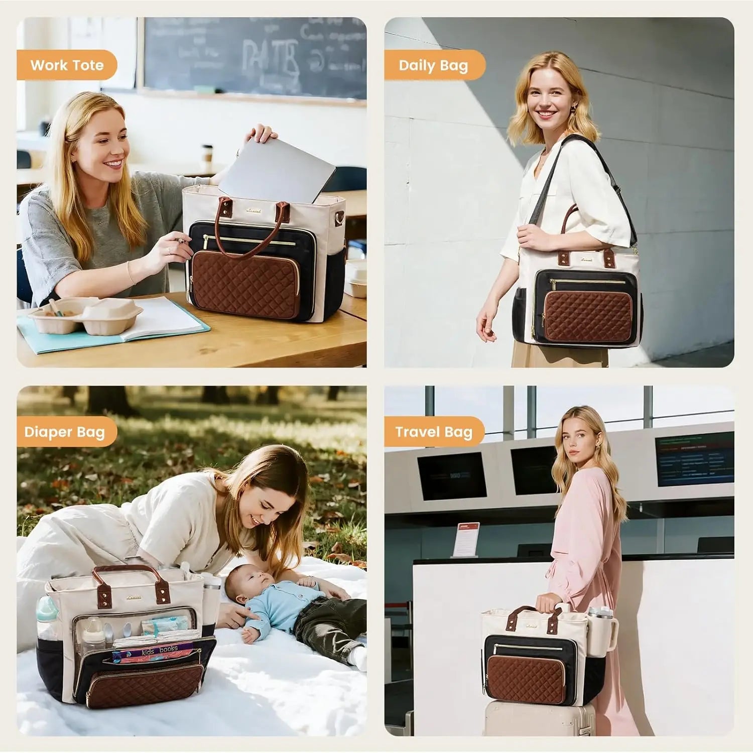 Insulated Lunch Bag for Women with Laptop Sleeve, Large Work Tote