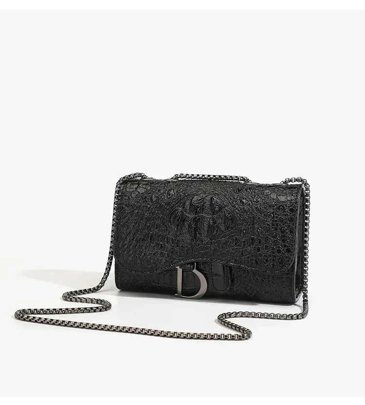 Glitter faux leather bag with D design