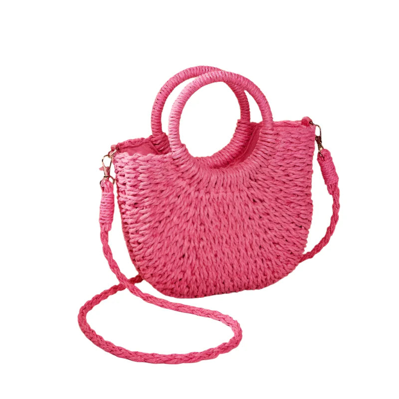 Handwoven Straw Bag – Summer Rattan Beach Shoulder & Crossbody