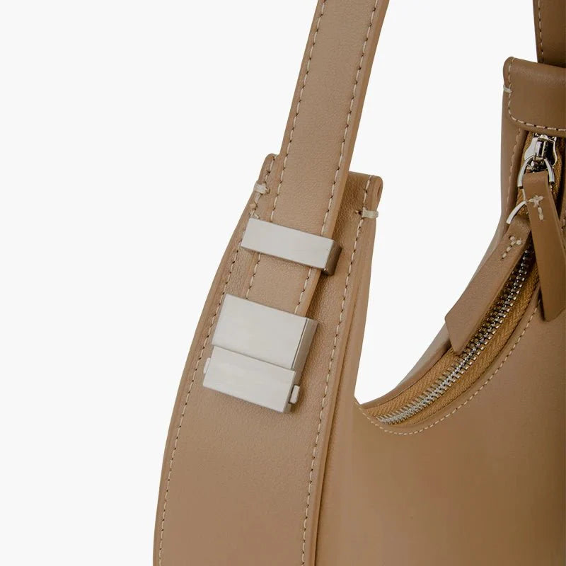 Elegant Crescent Hobo: Genuine Leather Handbag