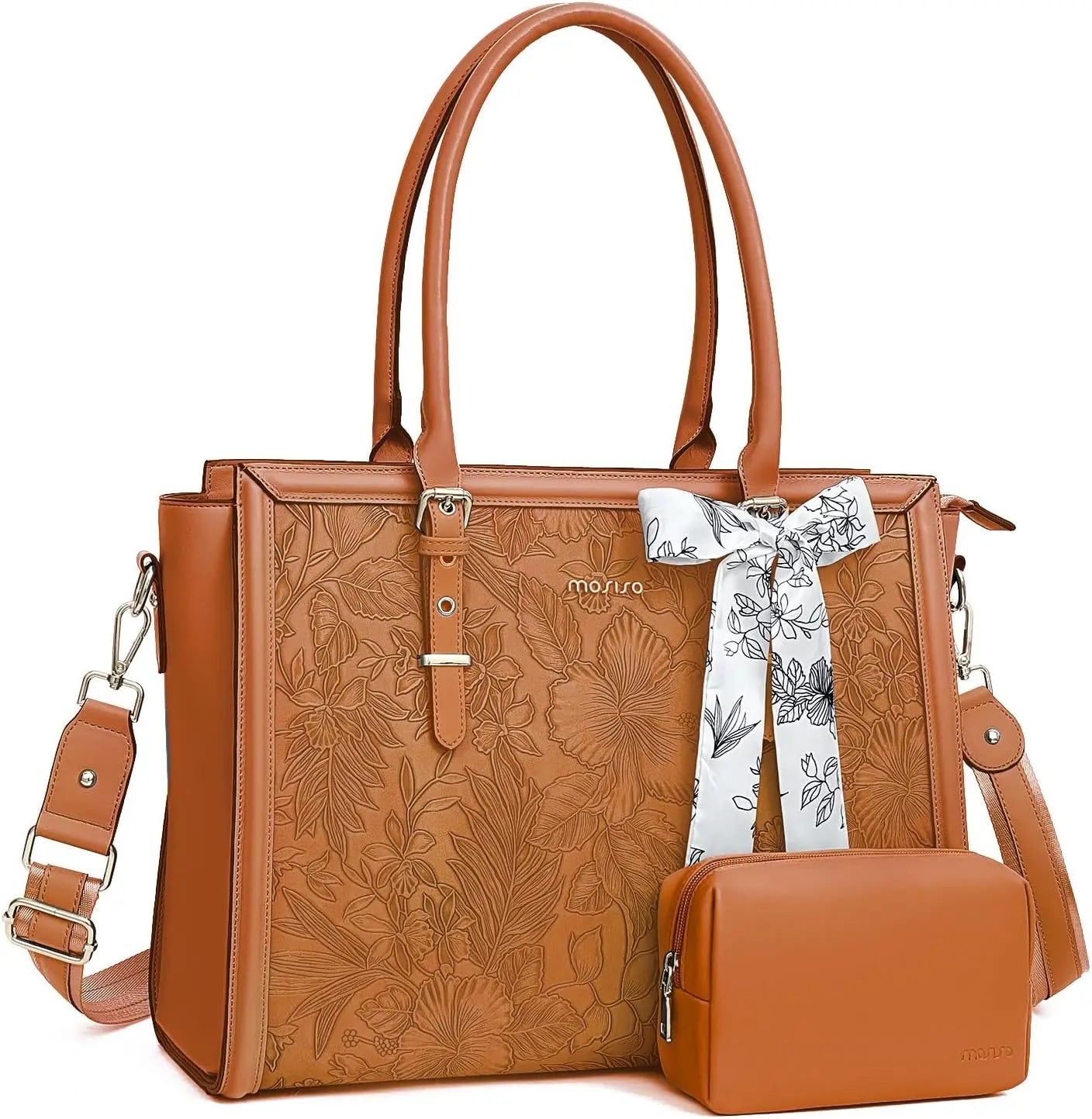 Elegant Floral Laptop Tote Bag