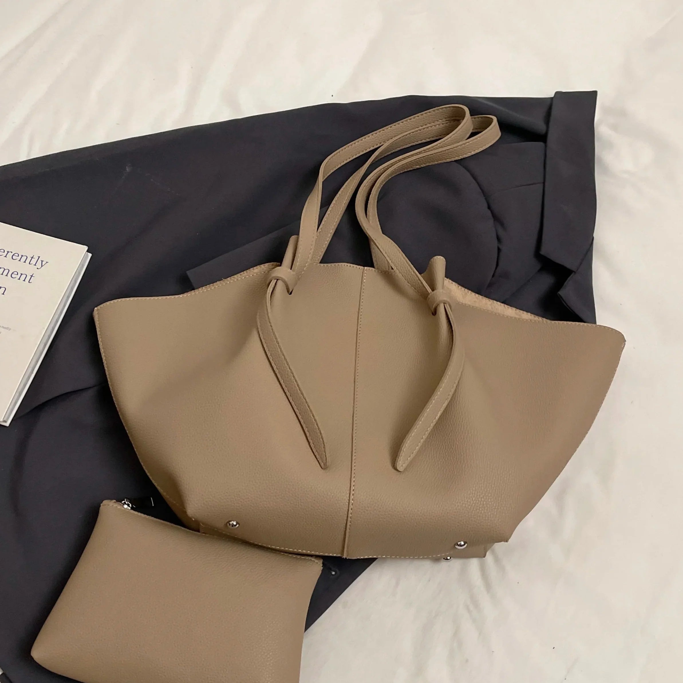 Soft Faux Leather Large Capacity Tote Bag – Elegant Designer Shoulder Handbag