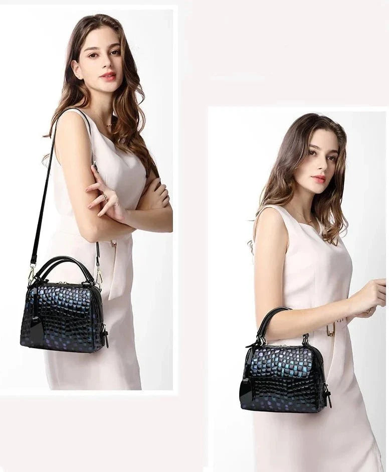 Timeless Sophistication: Genuine Leather Women's Square Crossbody Messenger Bag