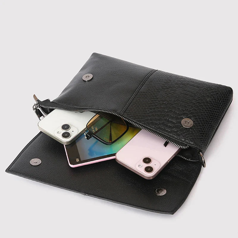 Faux Leather Envelope Bag – Elegant Shoulder & Crossbody Clutch