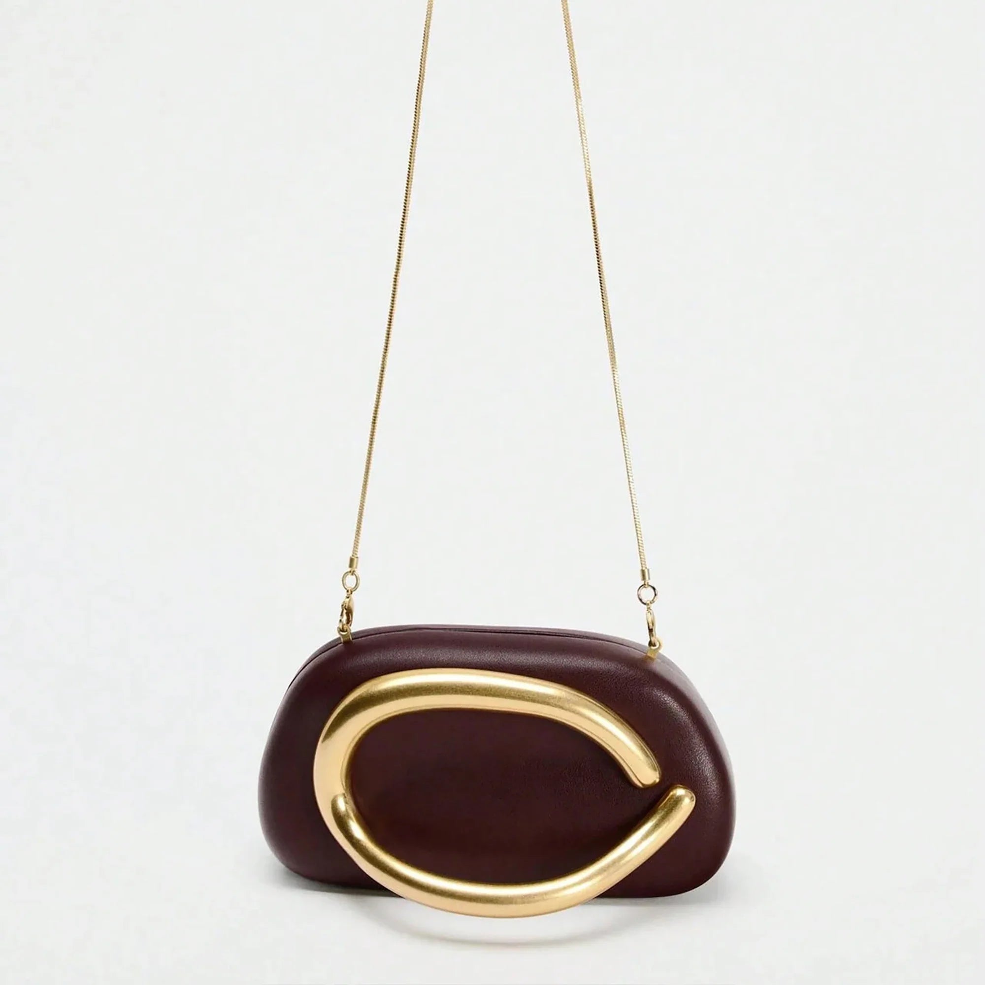 Hard Shell Evening Clutch Bag – Elegant Box Purse with Golden Clasp