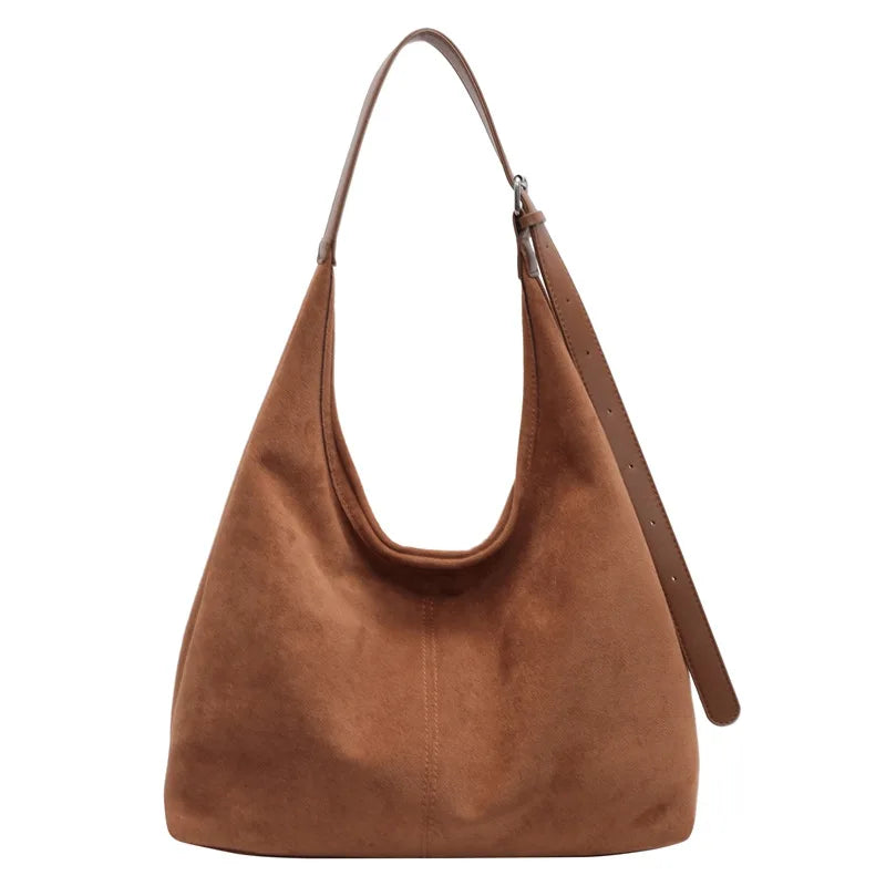 Suede bag with retro design