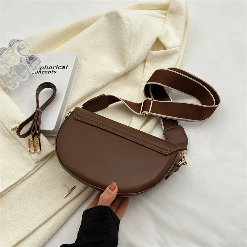 Faux Leather Saddle Crossbody Bag – Vintage Underarm Purse