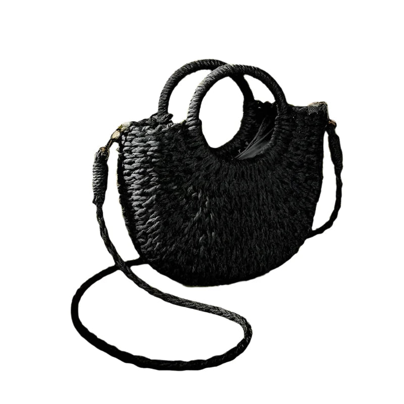 Handwoven Straw Bag – Summer Rattan Beach Shoulder & Crossbody