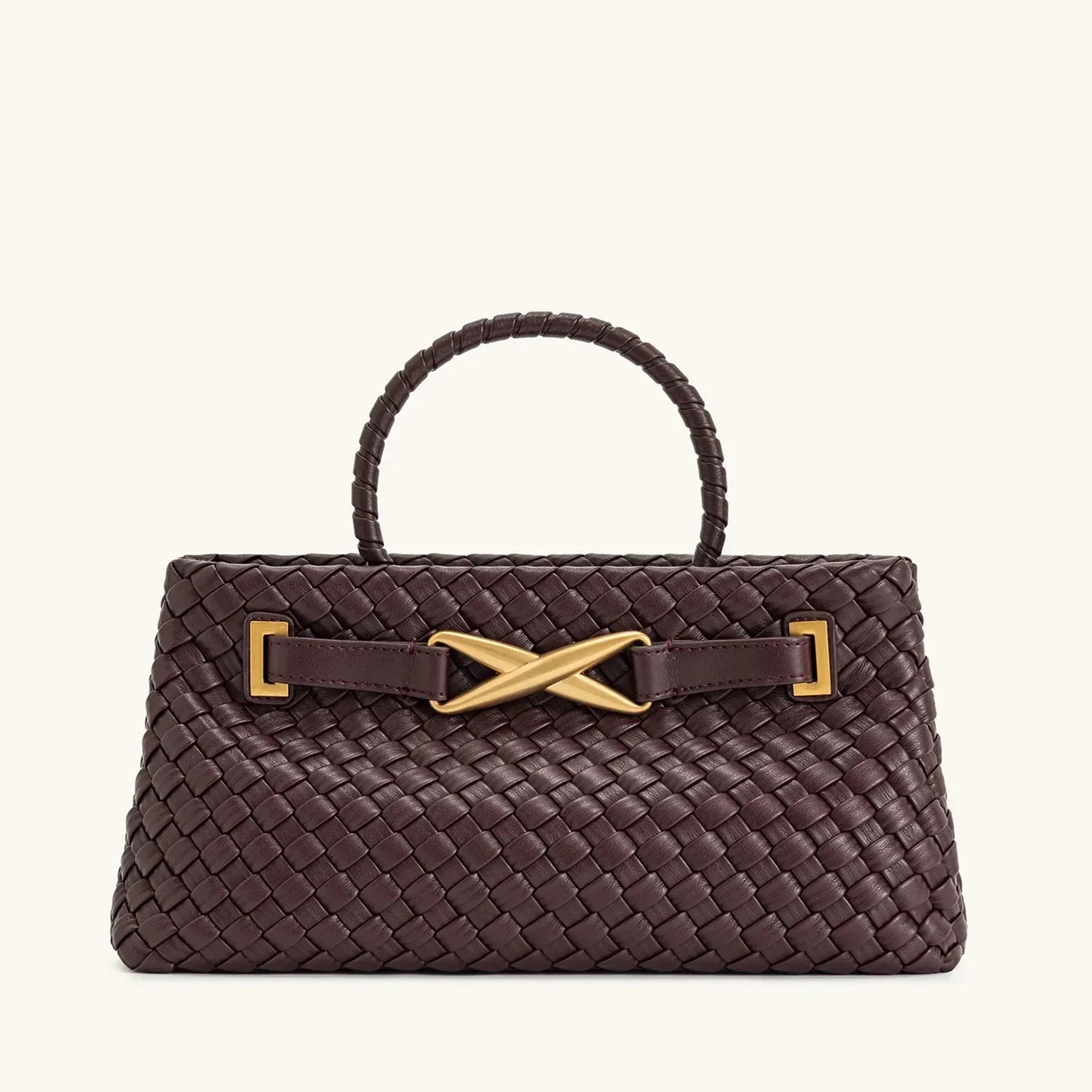 Rough faux leather bag with buckle decoration