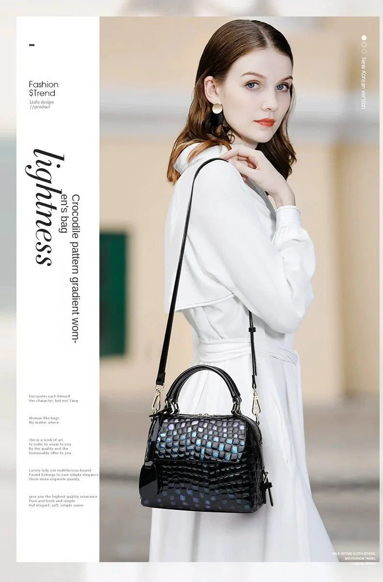 Timeless Sophistication: Genuine Leather Women's Square Crossbody Messenger Bag