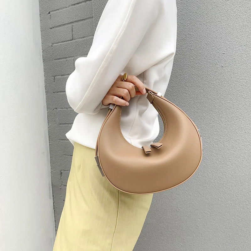 Elegant Crescent Hobo: Genuine Leather Handbag
