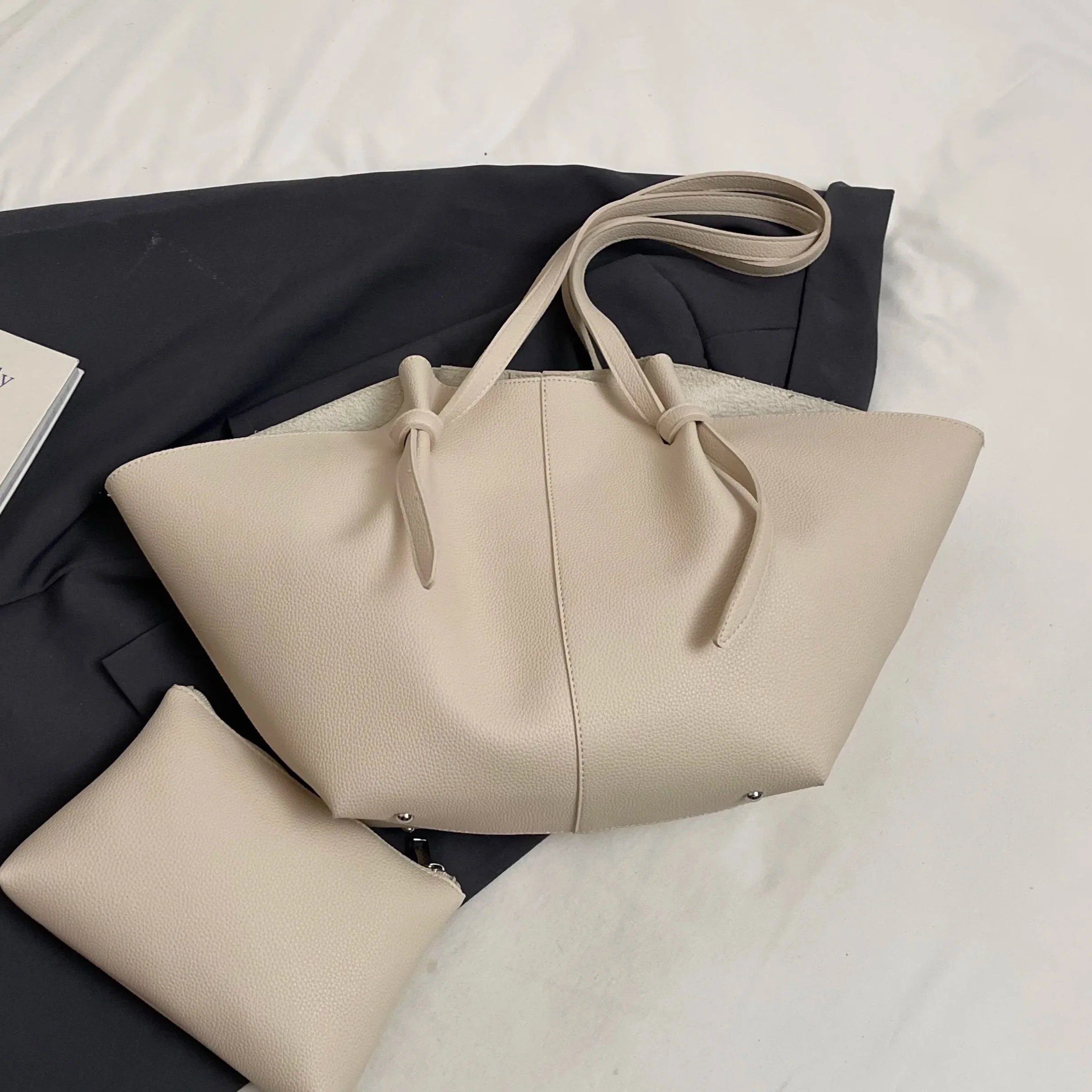 Soft Faux Leather Large Capacity Tote Bag – Elegant Designer Shoulder Handbag