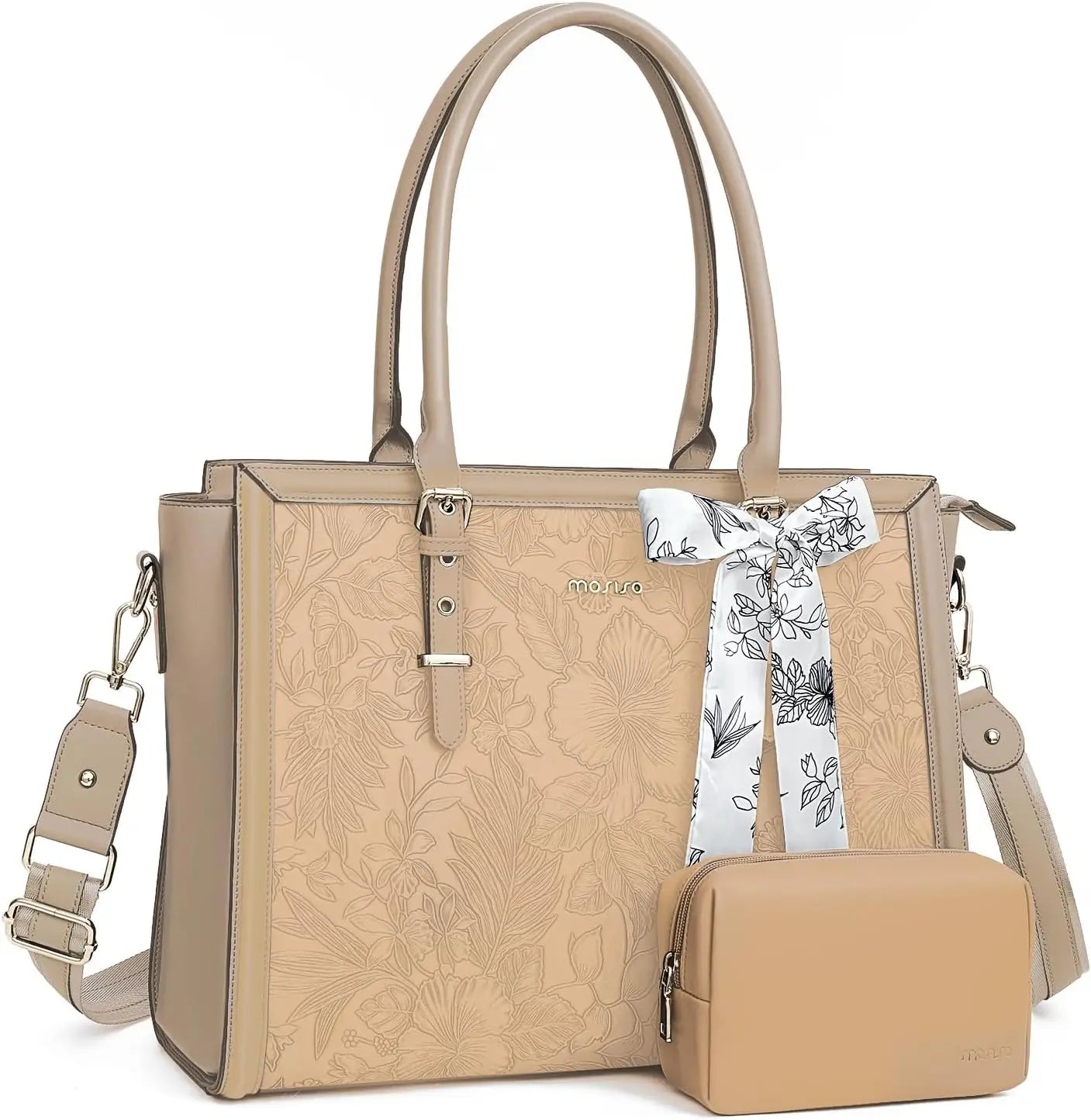 Elegant Floral Laptop Tote Bag