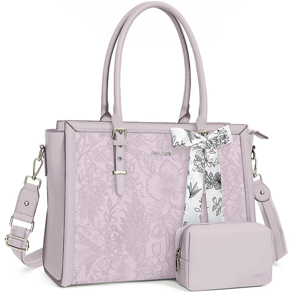 Elegant Floral Laptop Tote Bag