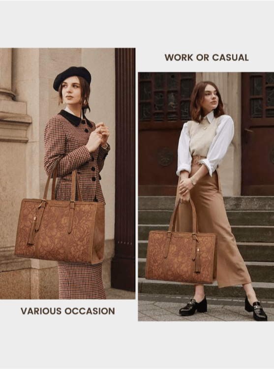 Elegant Floral Laptop Tote Bag