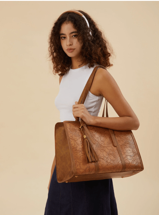 Elegant Floral Laptop Tote Bag