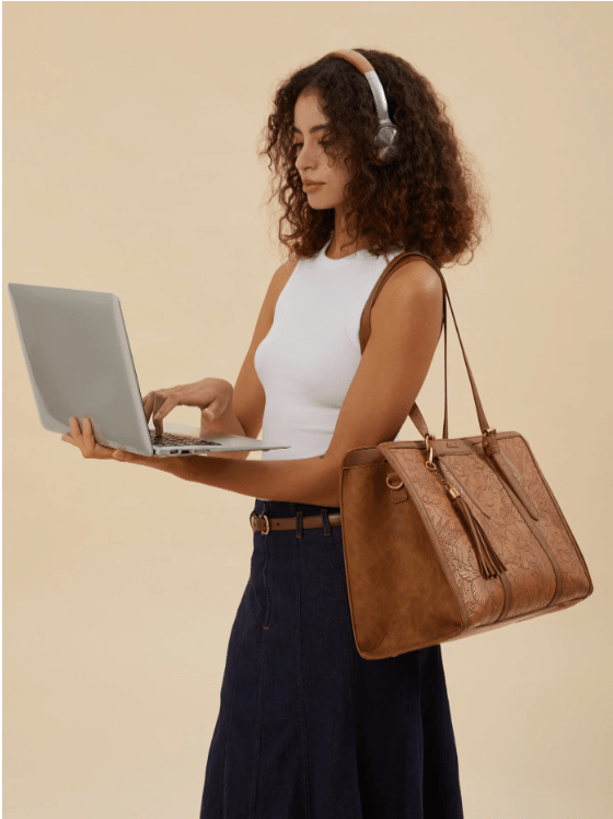 Elegant Floral Laptop Tote Bag