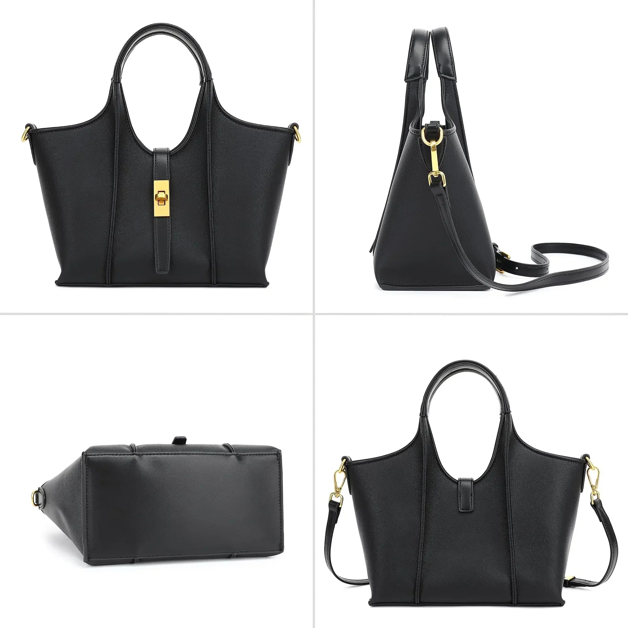 Women’s Canvas Bucket Bag with Leather Trim | Elegant Crossbody & Top Handle Tote Bag
