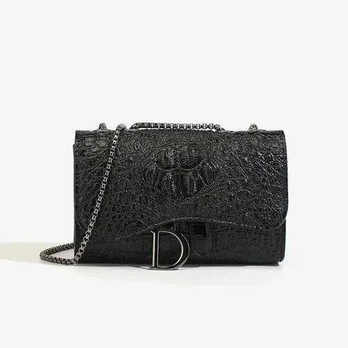 Glitter faux leather bag with D design