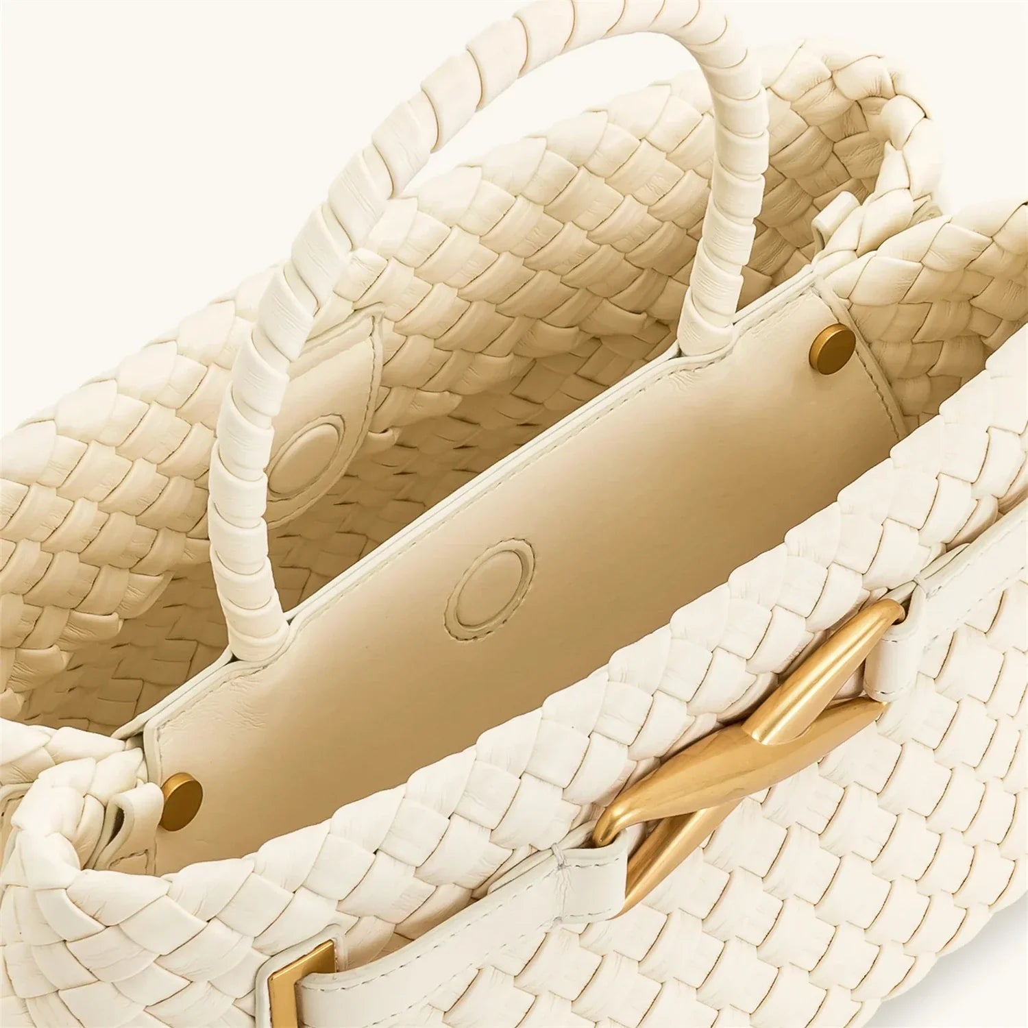Rough faux leather bag with buckle decoration