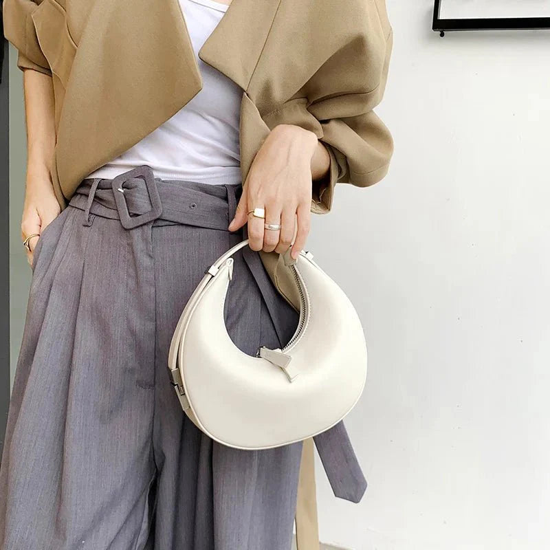 Elegant Crescent Hobo: Genuine Leather Handbag
