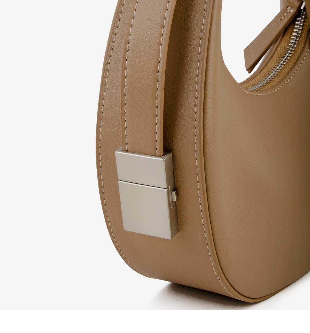 Elegant Crescent Hobo: Genuine Leather Handbag