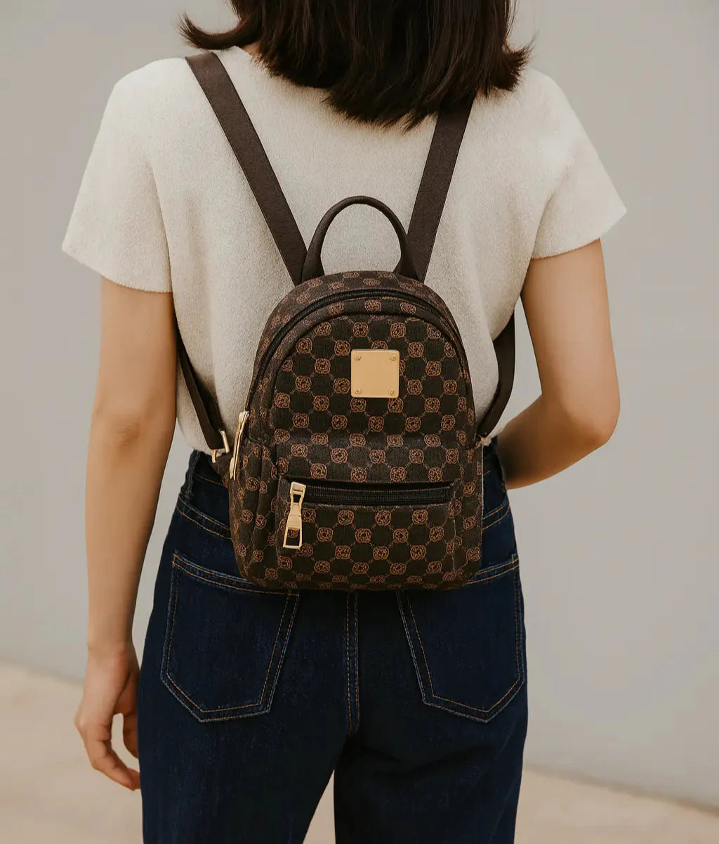Classic Faux Leather Mini Backpack - Stylish & Versatile Day Bag for Women
