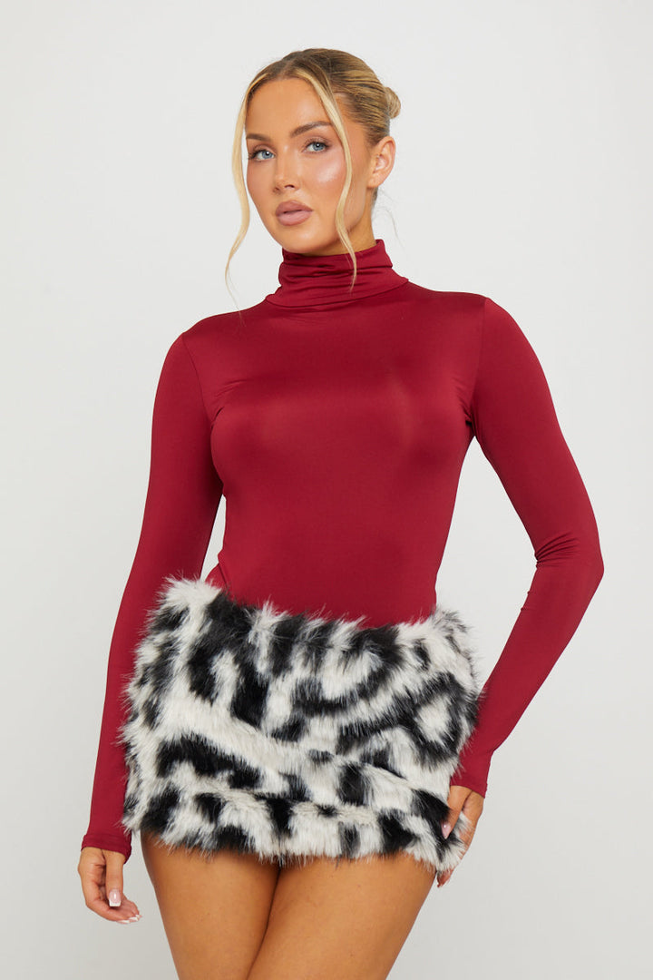Wine Long Sleeve Turtleneck Bodysuit