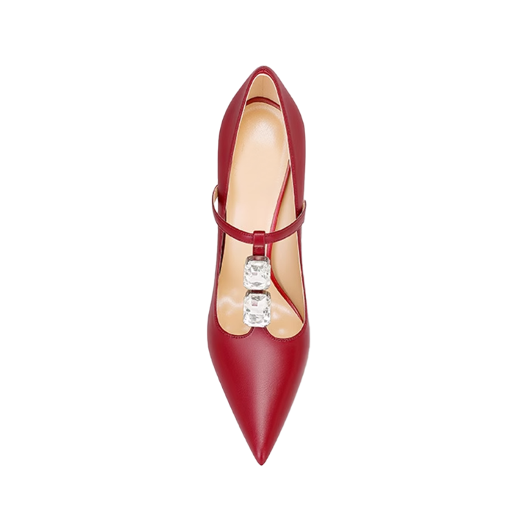 Diamante T-Strap Mid Heel Sandals - 6cm