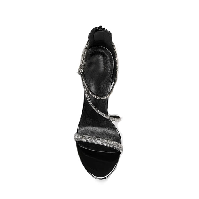 Diamante Mid Heel Sandals - 8cm