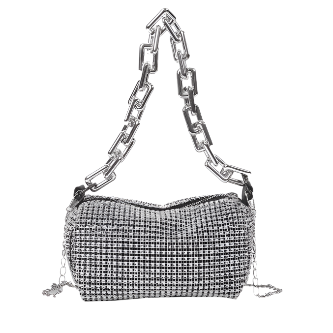 Bling Crystal Mini Shoulder Bag – Sparkling Crossbody Purse with Chunky Chain