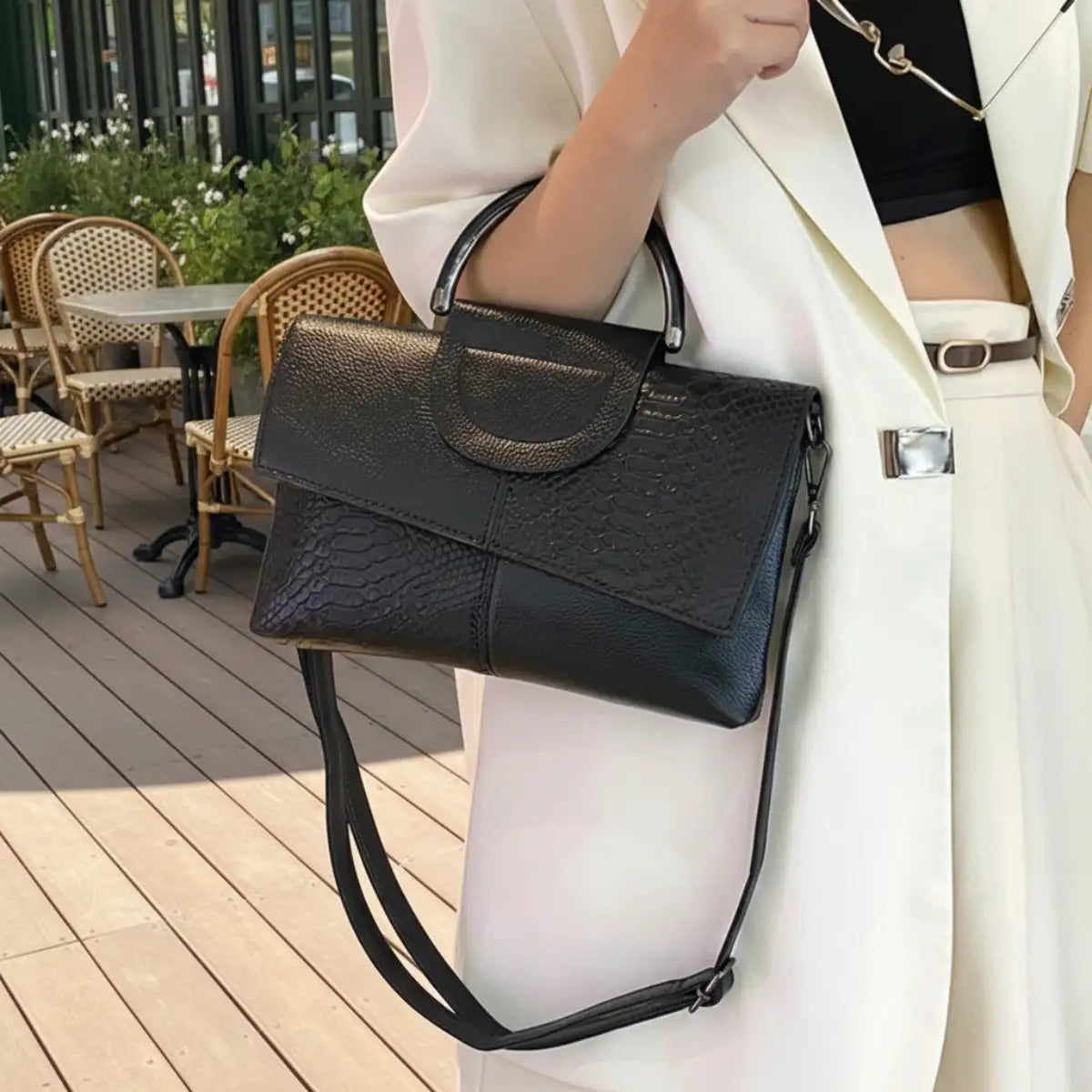 Faux Leather Envelope Bag – Elegant Shoulder & Crossbody Clutch