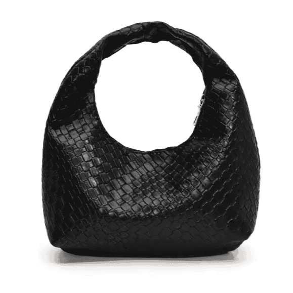 Woven Vegan Leather Hobo Bag – Soft Slouchy Shoulder Purse with Zipper Closure