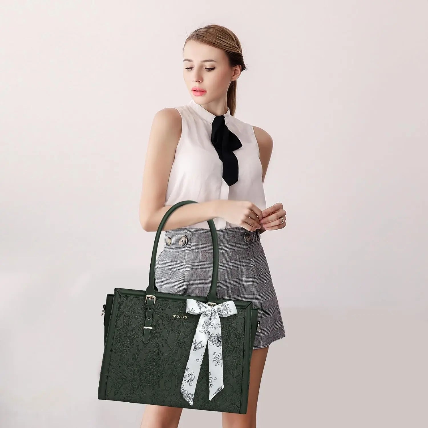 Elegant Floral Laptop Tote Bag