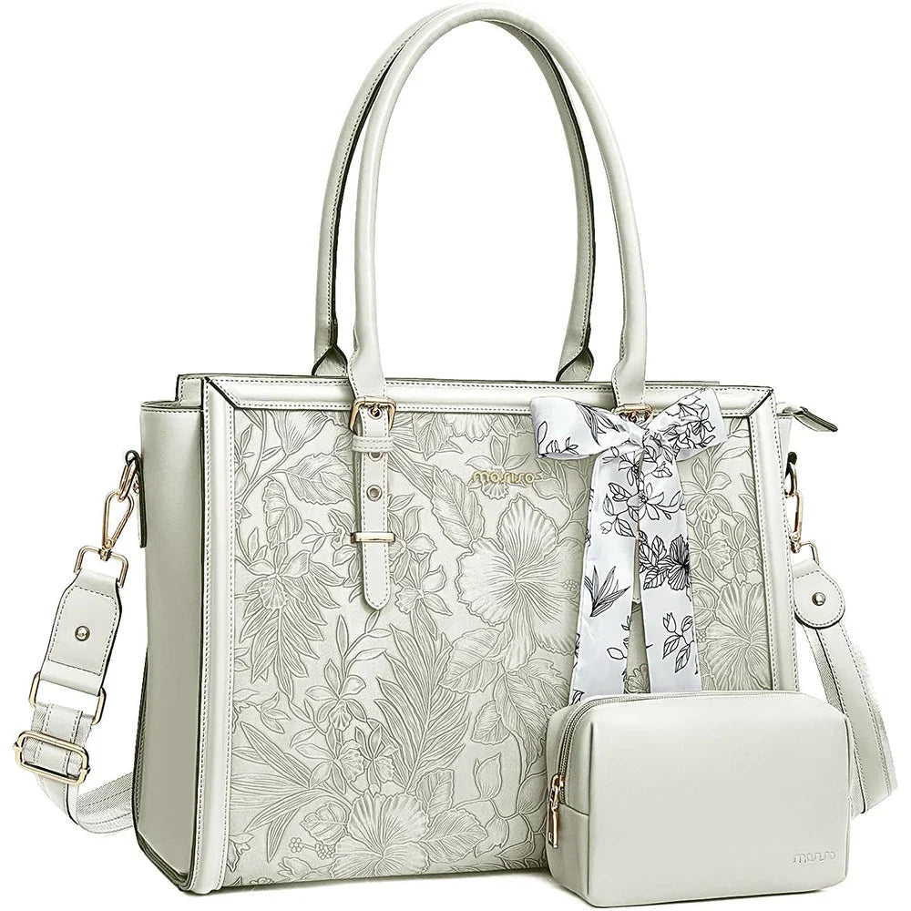 Elegant Floral Laptop Tote Bag