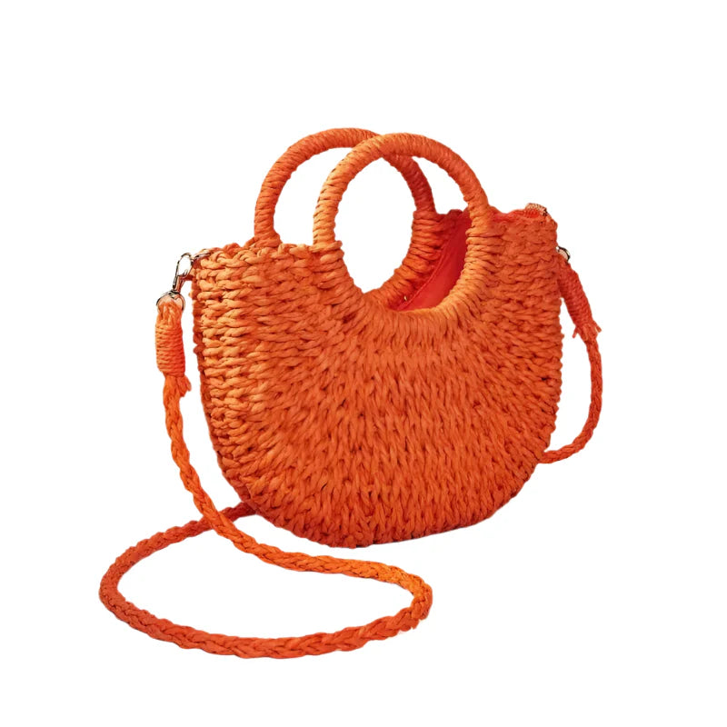 Handwoven Straw Bag – Summer Rattan Beach Shoulder & Crossbody