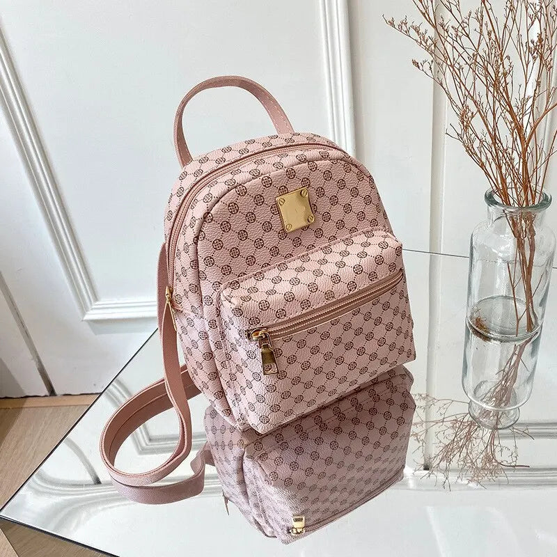Classic Faux Leather Mini Backpack -  Stylish & Versatile Day Bag for Women