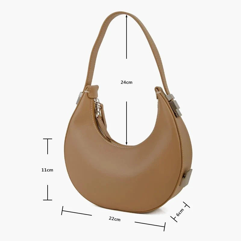 Elegant Crescent Hobo: Genuine Leather Handbag